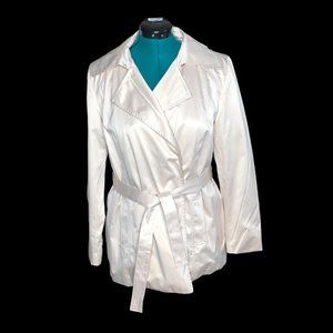 Calvin Klein Latte Asymmetrical Belted Wrap Jacket